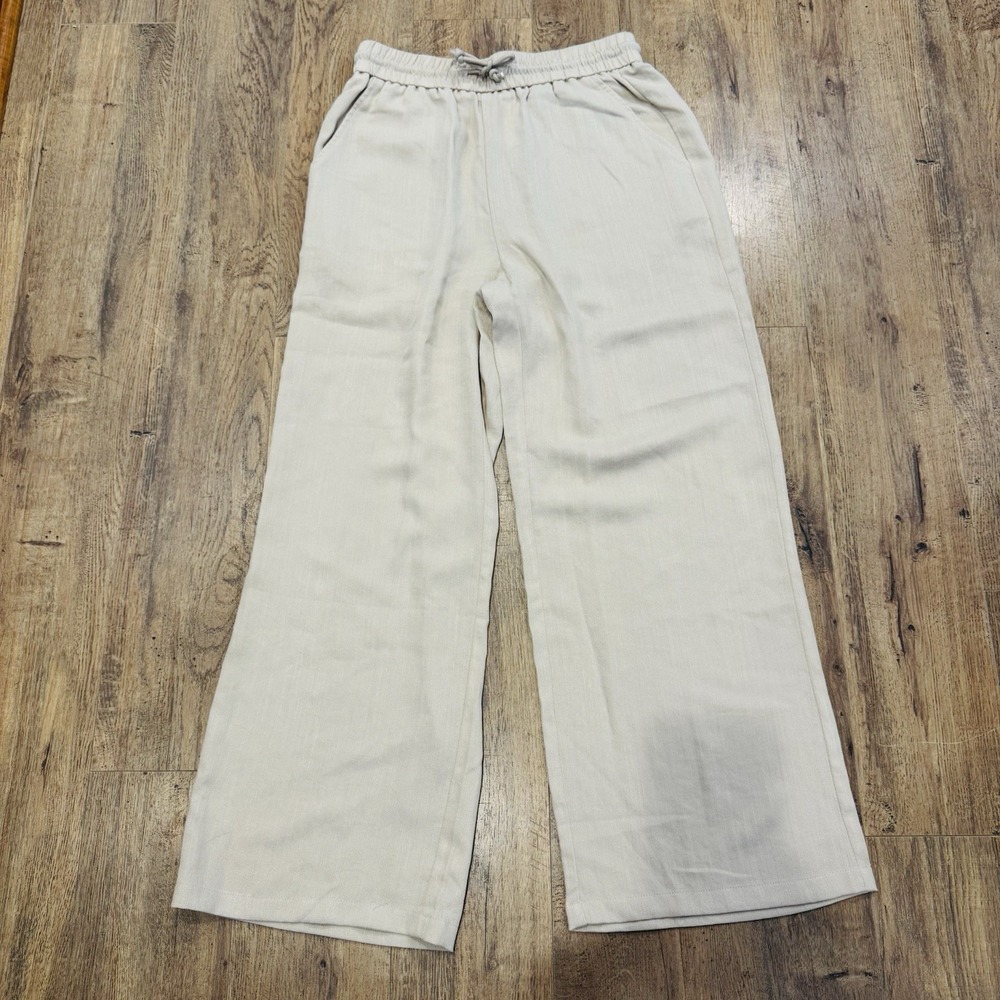 Halara Women's Pants Size Medium Beige Elastic Waist With Drawstring